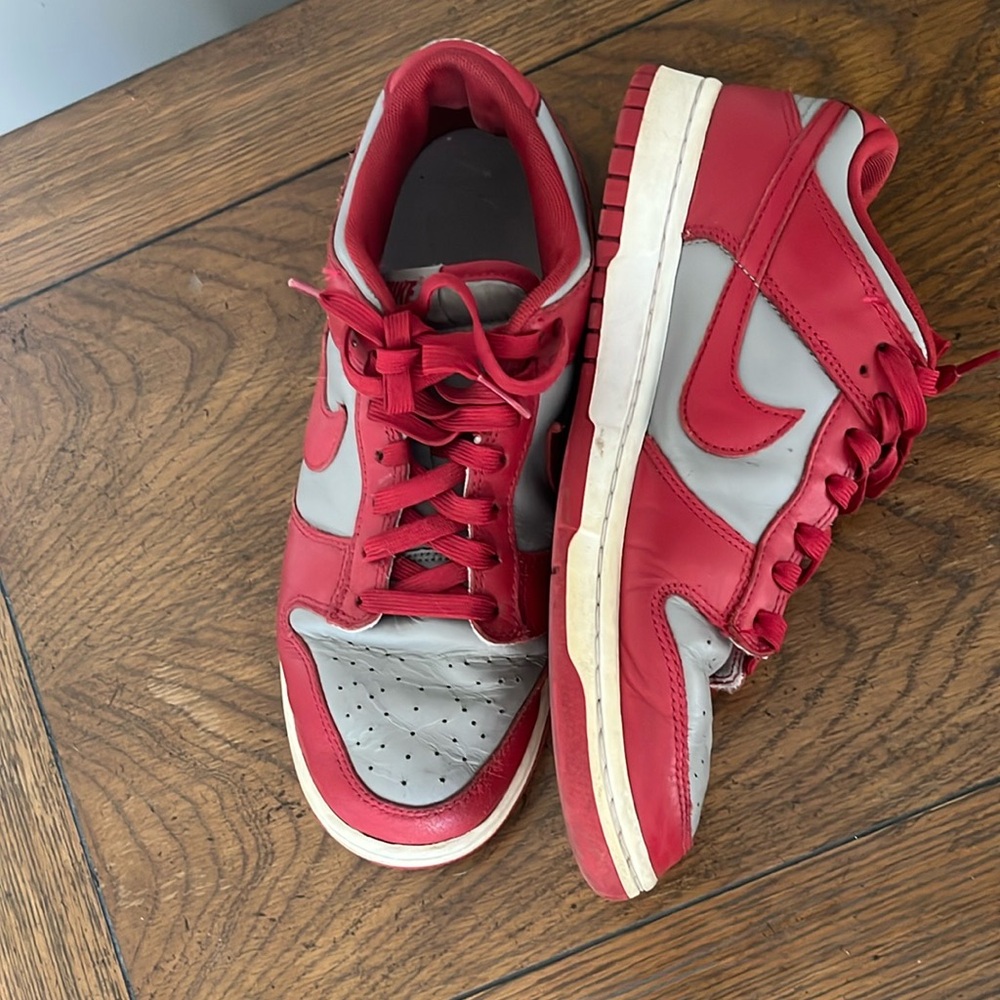Nike Dunks Low Retro UNLV Red and Gray Athletic Shoes men’s 9
